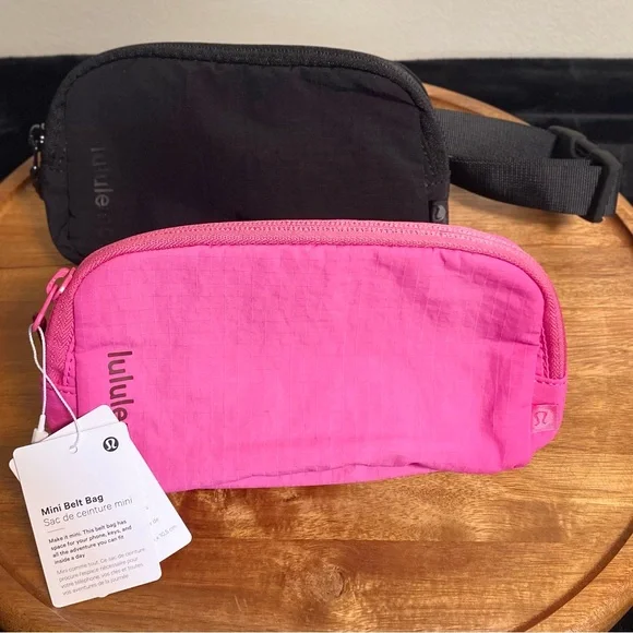 Lululemon Bundle of TWO Mini .7L Belt Bags | Sonic Pink & Black - Picture 5 of 15